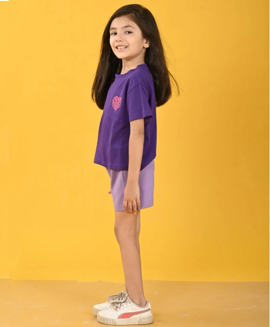 SUMMER TIME PURPLE GIRLS SHORTS SET - PURPLE-10-12 YEARS / 2N / PURPLE