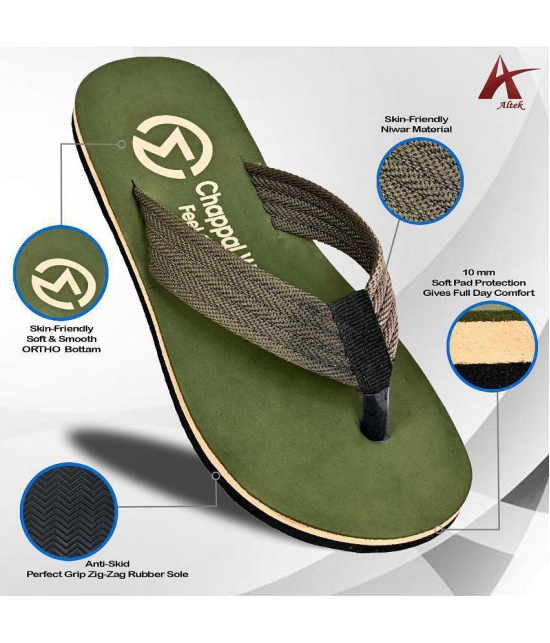 Altek - Olive Mens Thong Flip Flop - None