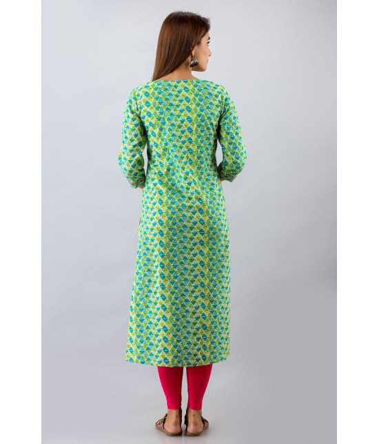 FabbibaPrints - Green Rayon Womens Straight Kurti ( Pack of 1 ) - None