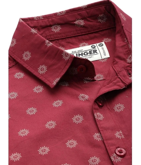 Dillinger 100% Cotton Regular Fit Printed Full Sleeves Mens Casual Shirt - Maroon ( Pack of 1 ) - None