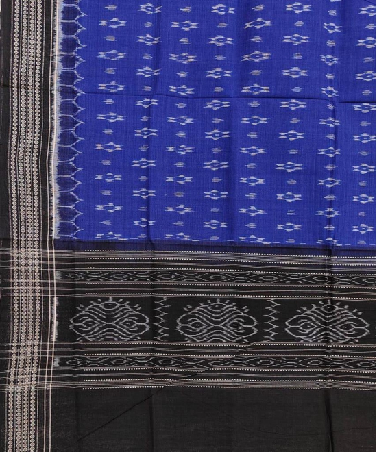 Blue Black Sambalpuri Handwoven Single Ikat Cotton Dupatta
