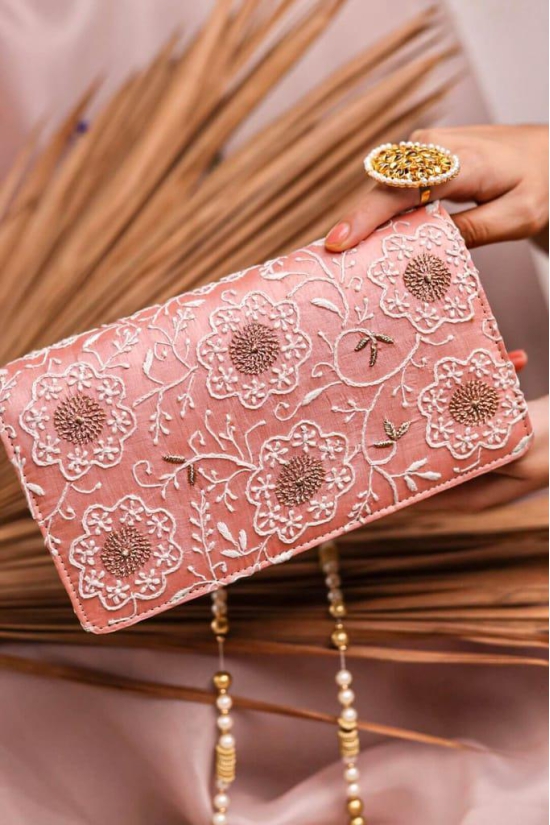 Huben Blush Blossom Chikankari Sling Bag