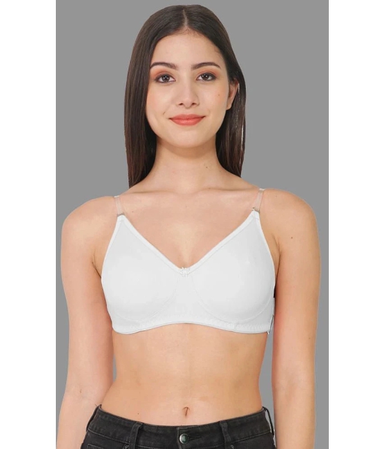 Madam - White Cotton Blend Lightly Padded Womens T-Shirt Bra ( Pack of 1 ) - None