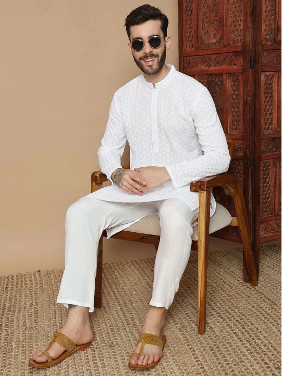 Glito White Viscose Regular Fit Mens Kurta Pyjama Set ( Pack of 1 ) - None