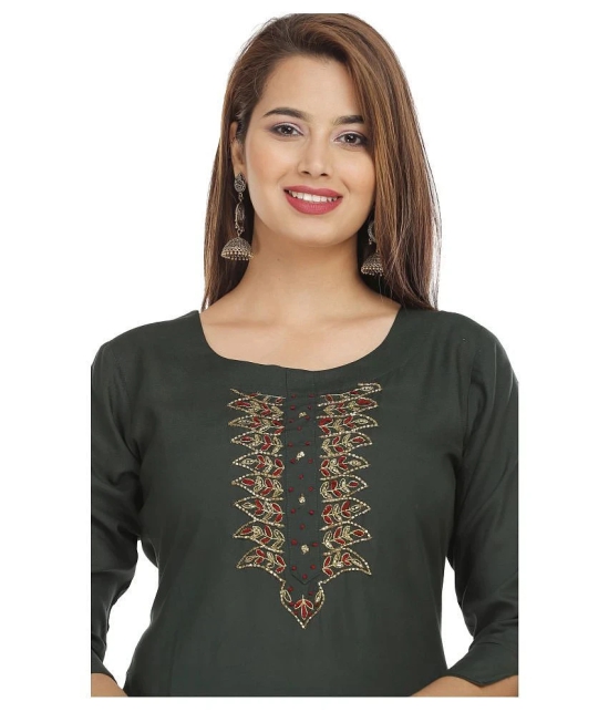 HIGHLIGHT FASHION EXPORT - Green Rayon Womens Straight Kurti ( Pack of 1 ) - XXL