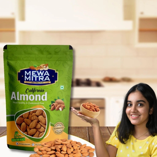 Mewa Mitra Natural and Fresh Almonds | Premium Californian Almonds, Raw Dry Fruit, High Protein Snack and Super Healthy Nuts | (Pack of 2) 400 gram