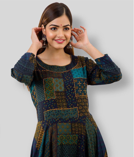 Lee Moda - Multicolor Rayon Women's Anarkali Kurti ( Pack of 1 ) - XXL