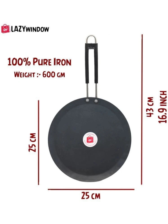 LAZYWINDOW Iron Tawa & Kadhai Black Iron No Coating Cookware Sets ( Set of 1 )