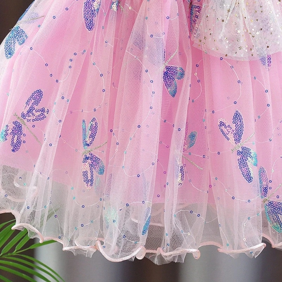 Bunny Applique Butterfly Symphony Dress-Pink / 3-4 years