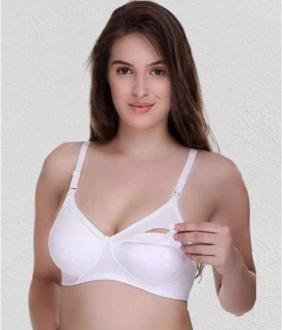 Zourt - White Cotton Solid Womens Maternity Bra ( Pack of 1 ) - 42B