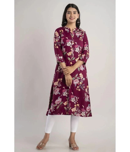 MAUKA - Purple Rayon Womens Front Slit Kurti ( Pack of 1 ) - None