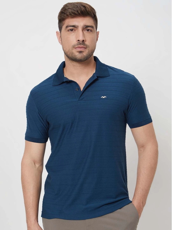 Teal Textured Plain Slim Fit Jersey T-Shirt