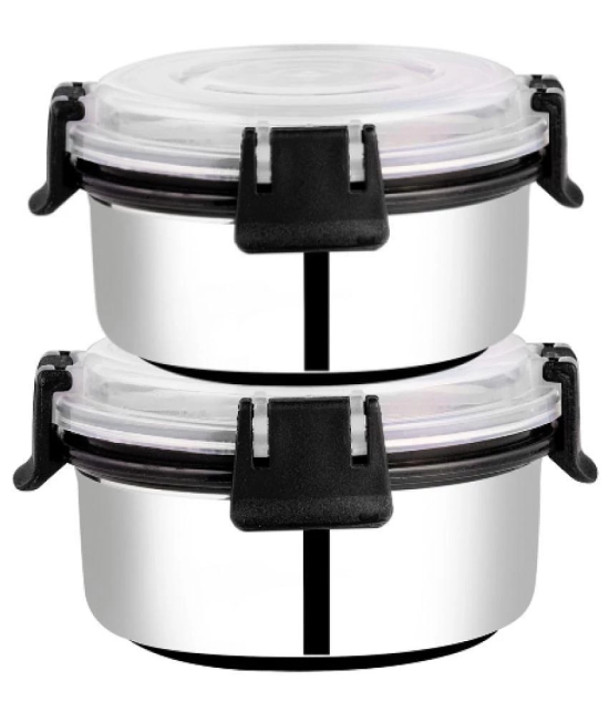 BOWLMAN Smart Clip Lock Steel Black Food Container ( Set of 2 ) - Black