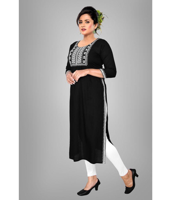 haya fashion - Black Rayon Women's Straight Kurti ( Pack of 1 ) - None