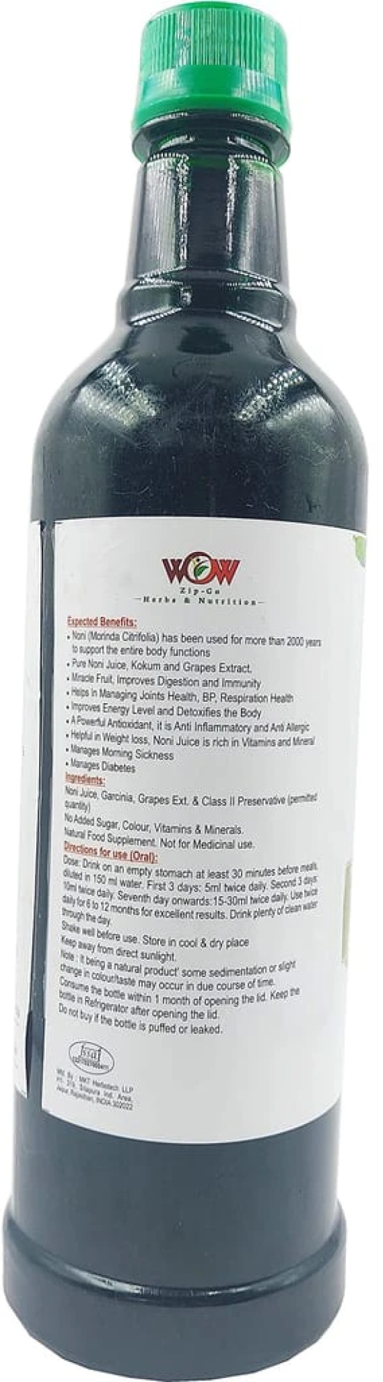 Wow Zip - GO Herbs & NUTRITION-100% Pure and Effective - The Finest Noni Juice Herbal Juice-No Added Sugar . (750 x 2+2 Honey 55g) Free Immunity Enhancing Honey.