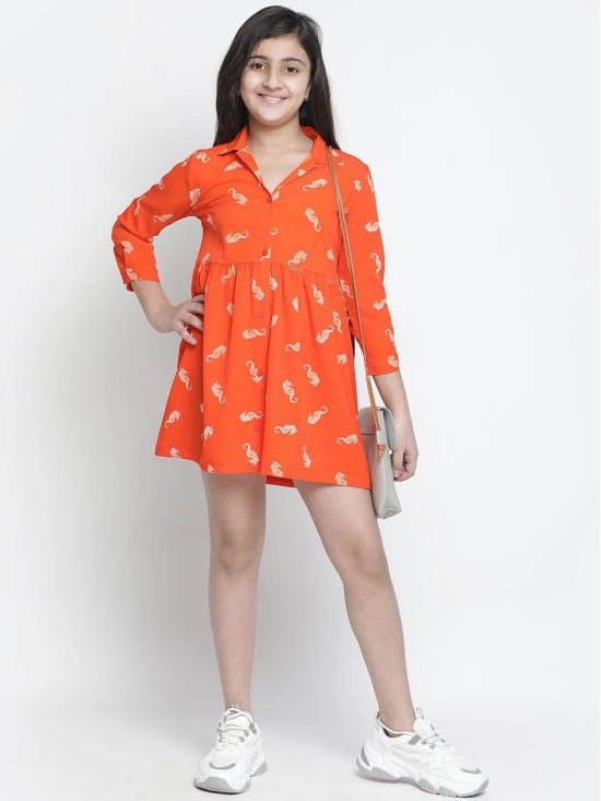 Oxolloxo Orange Floral Satin Shirt Dress