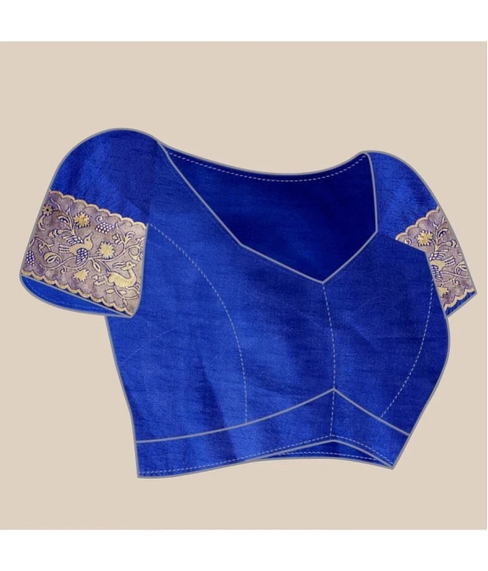 Gazal Fashions - Blue Banarasi Silk Saree With Blouse Piece ( Pack of 1 ) - Blue