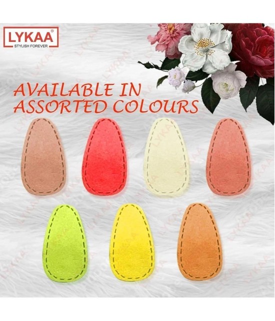 Lykaa Oval Shape Suede Hair Tic Tac Clips For Baby Girls Gifts - Pack of 6 (Multicolor) - Multi