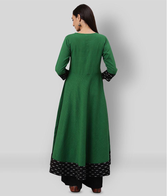 Yash Gallery - Green Cotton Womens Flared Kurti ( Pack of 1 ) - L