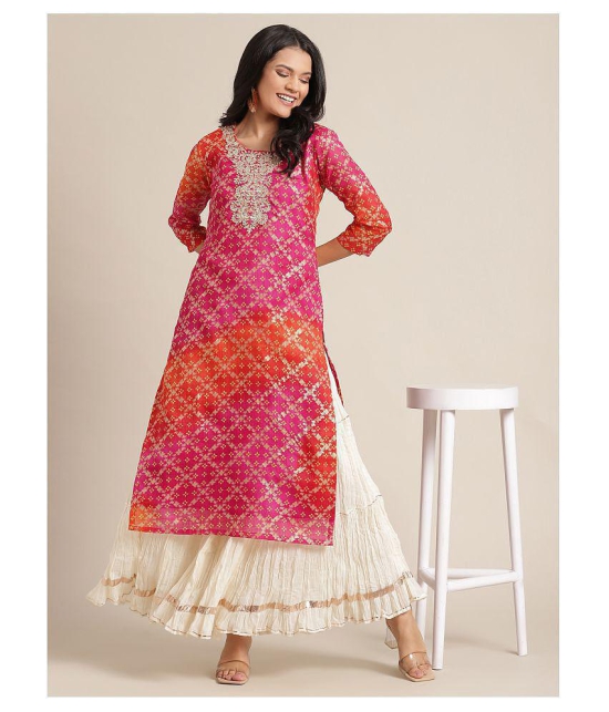 KSUT Pink Cotton Straight Kurti - Single - S