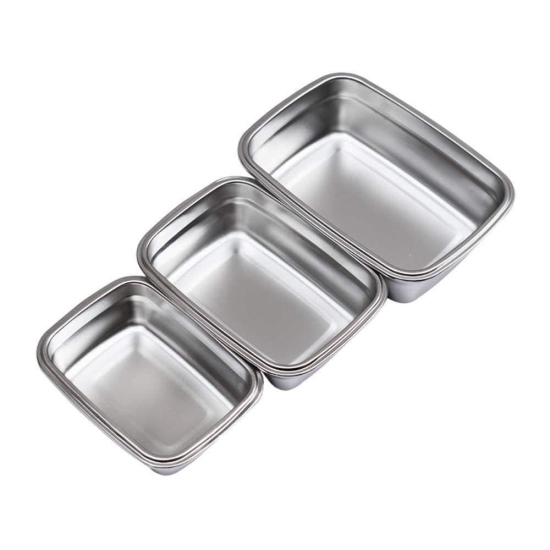 Femora Lunch Box High Steel Rectangle Heavy Duty Airtight Leakproof Unbreakable Storage Container with Lock Lid Lunch Box for Office-College-School, Lunch Box - 2800 ml/gm, Set of 3