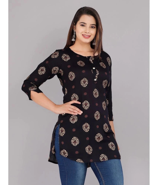 HIGHLIGHT FASHION EXPORT - Navy Rayon Womens Straight Kurti ( Pack of 1 ) - None