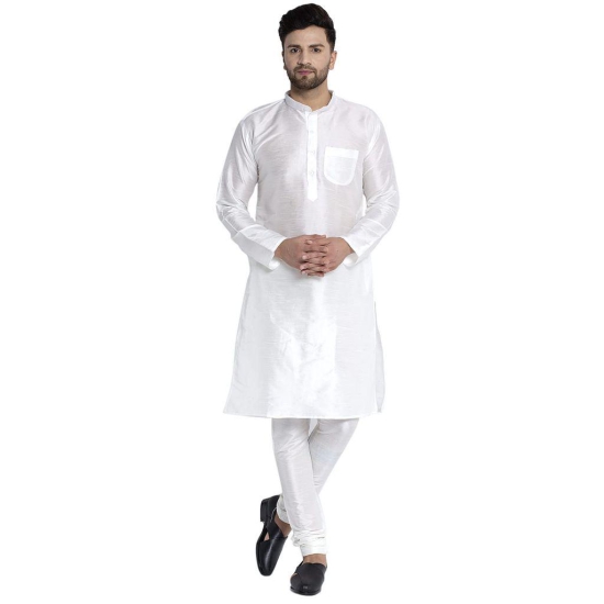 Banity Bey Men's Silk Blend White Kurta Pajama with Designer Ethnic Nehru Jacket/Modi Jacket/Waistcoat