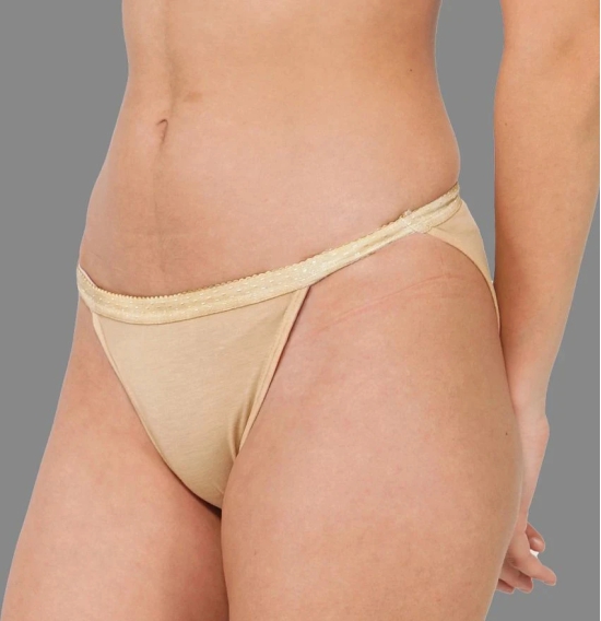 Madam - Beige Cotton Solid Womens No Panty Line ( Pack of 1 ) - None