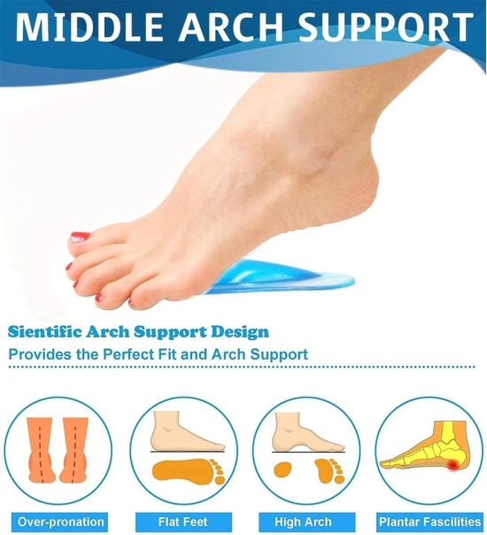 WUGO::Pressure and Feet Pain Relieve for Adhesive Arch Insoles Fits for Flat Feet & Plantar Fasciitis Orthopedic support Orthotic Insoles Cushion for Pain Relieves, Gel High Cushion Insert (1 Pair).