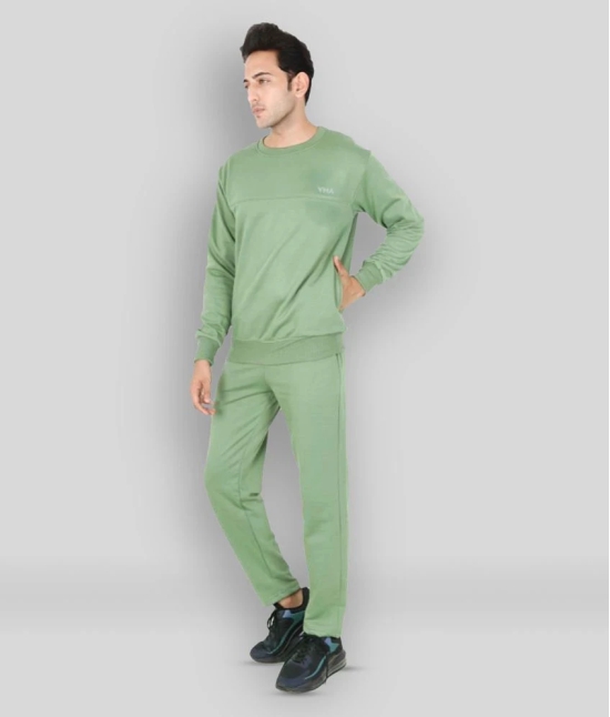 YHA - Green Fleece Regular Fit Solid Mens Sports Tracksuit ( Pack of 1 ) - M