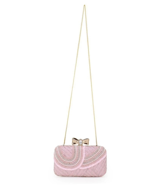 Anekaant Pink Fabric Box Clutch - Pink