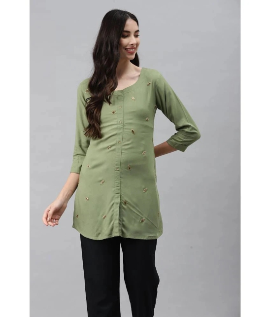 JC4U - Green Rayon Womens Straight Kurti - XL