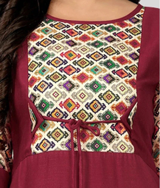 Rangrasiya - Maroon Cotton Blend Womens Straight Kurti ( Pack of 1 ) - M