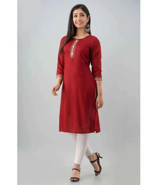 Frionkandy - Maroon Rayon Womens Straight Kurti ( Pack of 1 ) - None