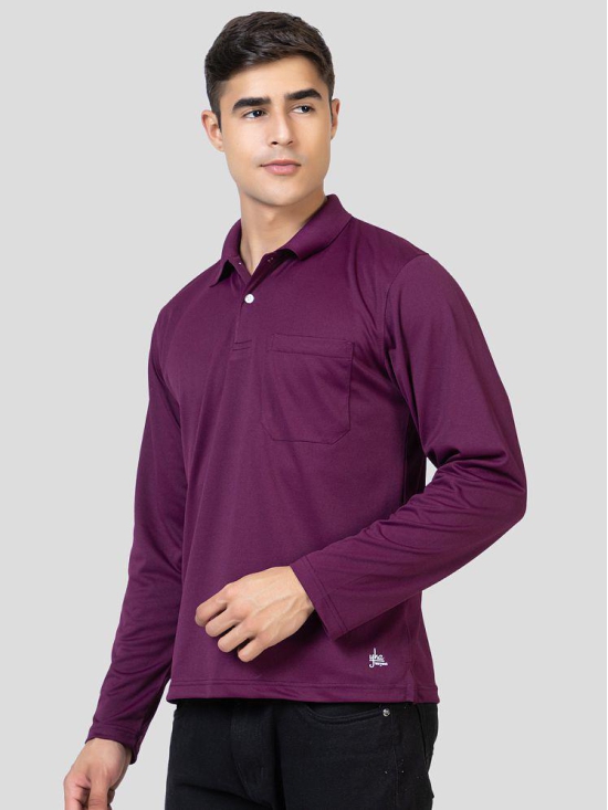 YHA - Purple Cotton Blend Regular Fit Men's Polo T Shirt ( Pack of 1 ) - None