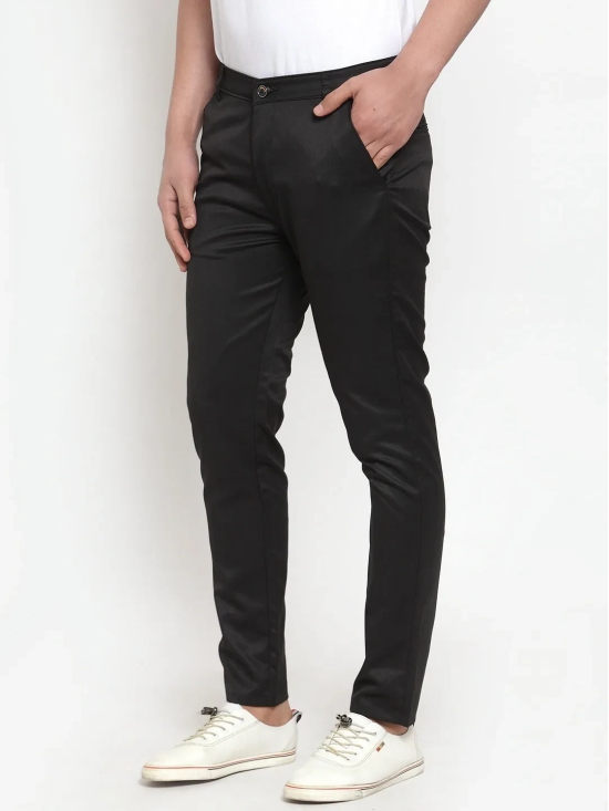 Indian Needle Men's Black Solid Formal Trousers-34 / Black