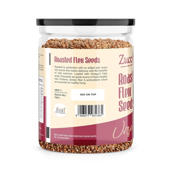 Zucchero Roasted Flaxseed, Unsalted, 400G - Omega-3 | Super Food | Nutty Flavour _ Dry Roasting | Oil-Free| Slow baked Seeds