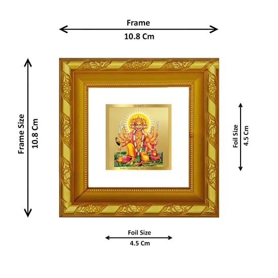 DIVINITI 24K Gold Plated Panchmukhi Hanuman Photo Frame For Home Decor, Tabletop, Puja (10.8 X 10.8 CM)