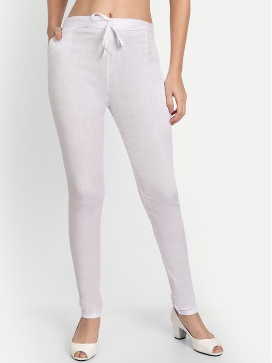 Women White Solid Regular Trouser