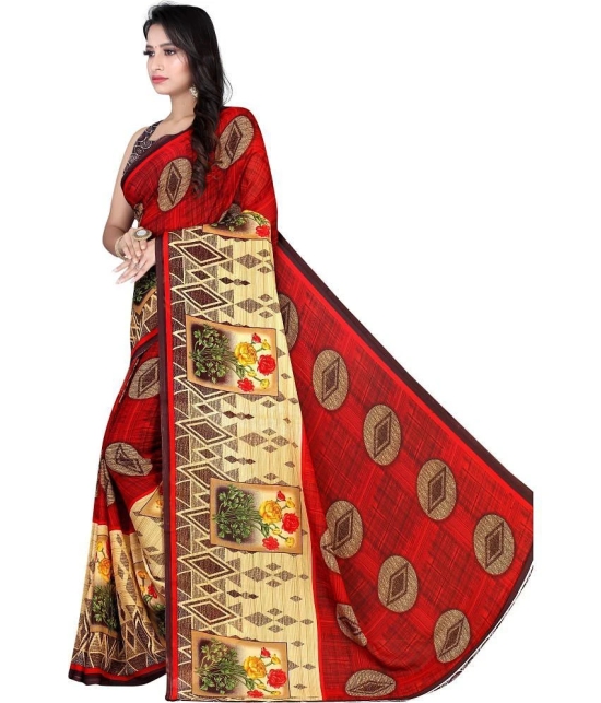 LEELAVATI - Red Georgette Saree With Blouse Piece ( Pack of 1 ) - Red