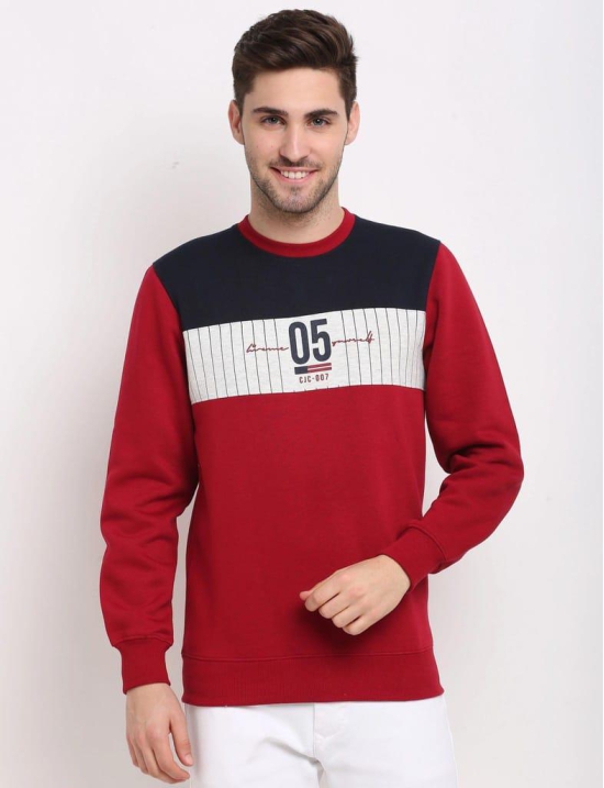 Rodamo  Men Red Colourblocked Sweatshirt