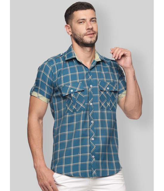 YHA - Teal 100% Cotton Regular Fit Mens Casual Shirt ( Pack of 1 ) - None