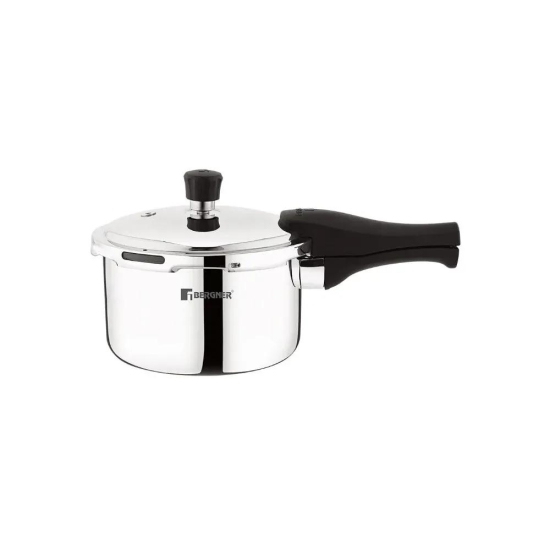 Bergner Trimax Tri-Ply Stainless Steel Pressure Cooker with outer Lid | Gas & Induction Compatible | Silver 3 Litre