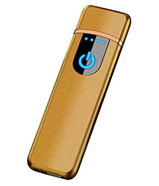 Peshkar Slim Electronic Touch Sensor Metal Lighter USB Rechargeable Windproof Flameless Lighter for Smoking