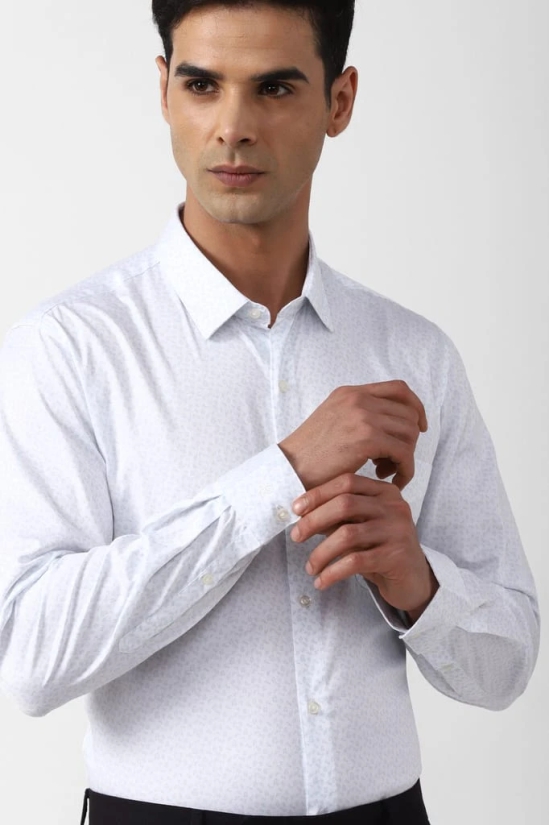 Men White Slim Fit Formal Full Sleeves Formal Shirt