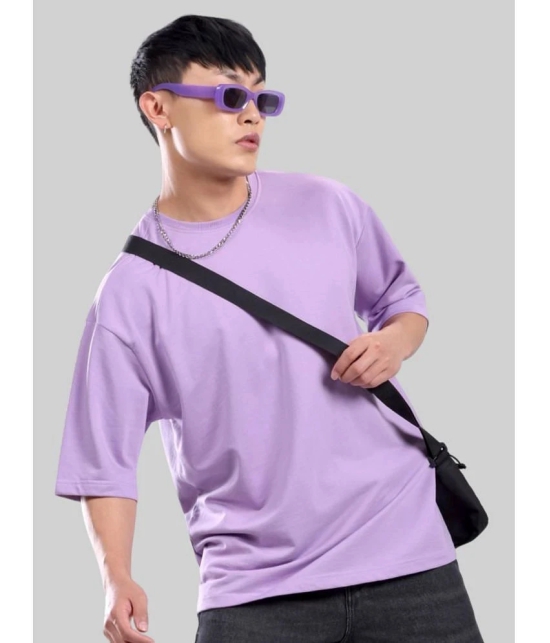 PPTHEFASHIONHUB Cotton Blend Oversized Fit Solid Half Sleeves Mens T-Shirt - Lavender ( Pack of 1 ) - None