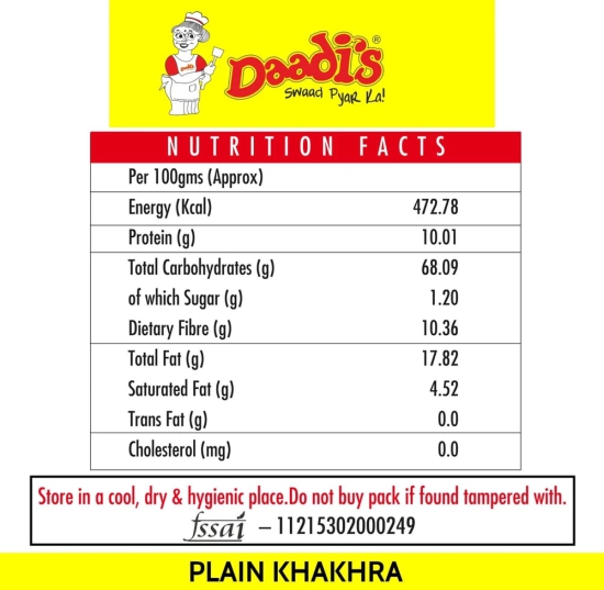 DaadiS Plain Khakhra, 180 Gm