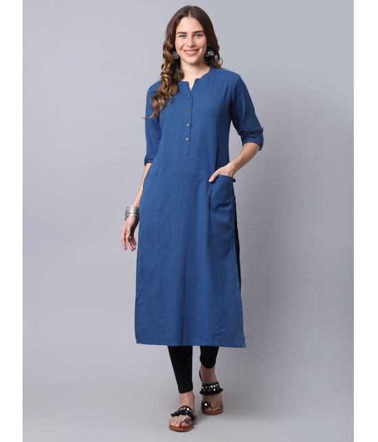 Pistaa - Blue Cotton Women's Straight Kurti ( Pack of 1 ) - None