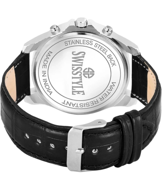 Swisstyle Black Leather Analog Mens Watch