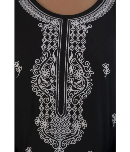 Kapadia Rayon Printed Straight Womens Kurti - Black ( Pack of 1 ) - None